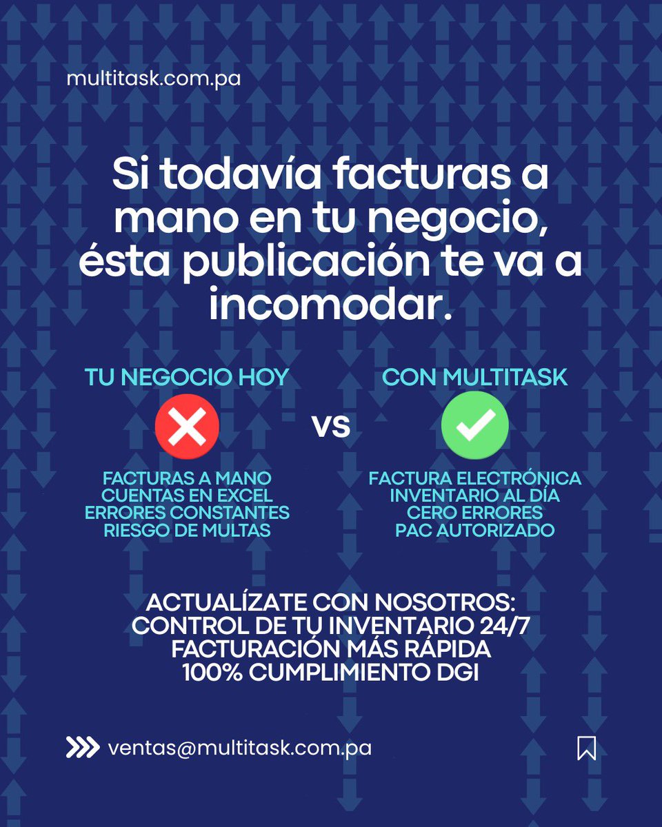 multitasktech's tweet photo. ¿Cuánto te está costando no tener un sistema? Actualiza tu negocio ya!

Con Multitask Technology, tu negocio puede:
✅ Emitir facturas electrónicas válidas ante la DGI
✅ Controlar tu inventario en tiempo real
✅ Reducir errores a cero

6522.7788
ventas@multitask.com.pa
836.7132 https://t.co/gMG50WM1tj