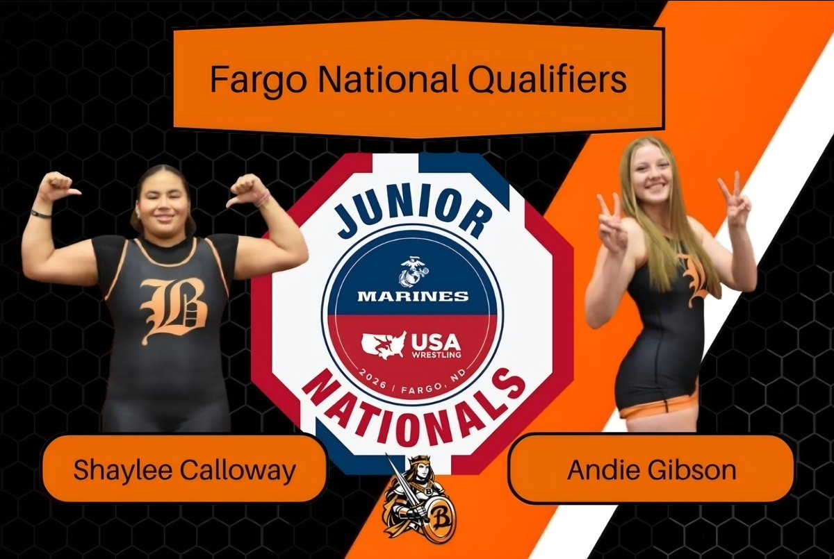 Congratulations to Shaylee Calloway and Andie Jo Gibson on qualifying for the Fargo Nationals!

#LadyOWrestling
#FindAWay