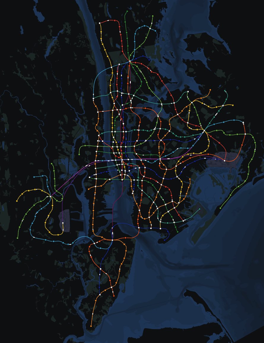 beeef1738's tweet photo. hello NYers (@LinkofSunshine @Colin_d_m i think you’d like this) what do you think of my NYC subway map on subway builder? the diamond lines are commuter rail and take <25m end to end. note: i do not live in NYC https://t.co/bcd97QuXom