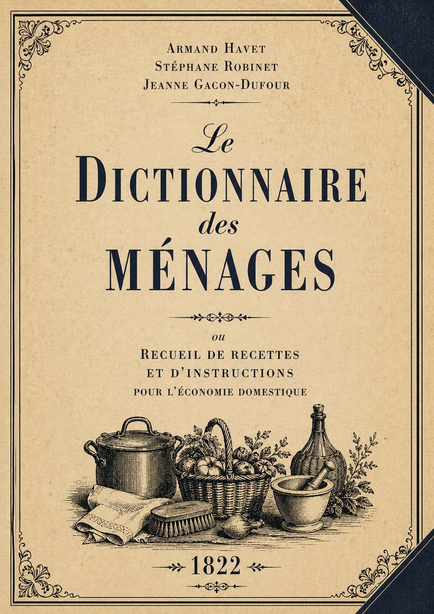 🚨 À offrir aux "féministes de droite" ! (c'est à dire les mères de familles / au foyer !)
📕 amazon.fr/dp/B0GYYYX3BL

👩‍🍳 Le Dictionnaire des ménages : ou Recueil de recettes et d'instructions pour l'économie domestique

Publié en 1822, Le Dictionnaire des ménages est bien plus
