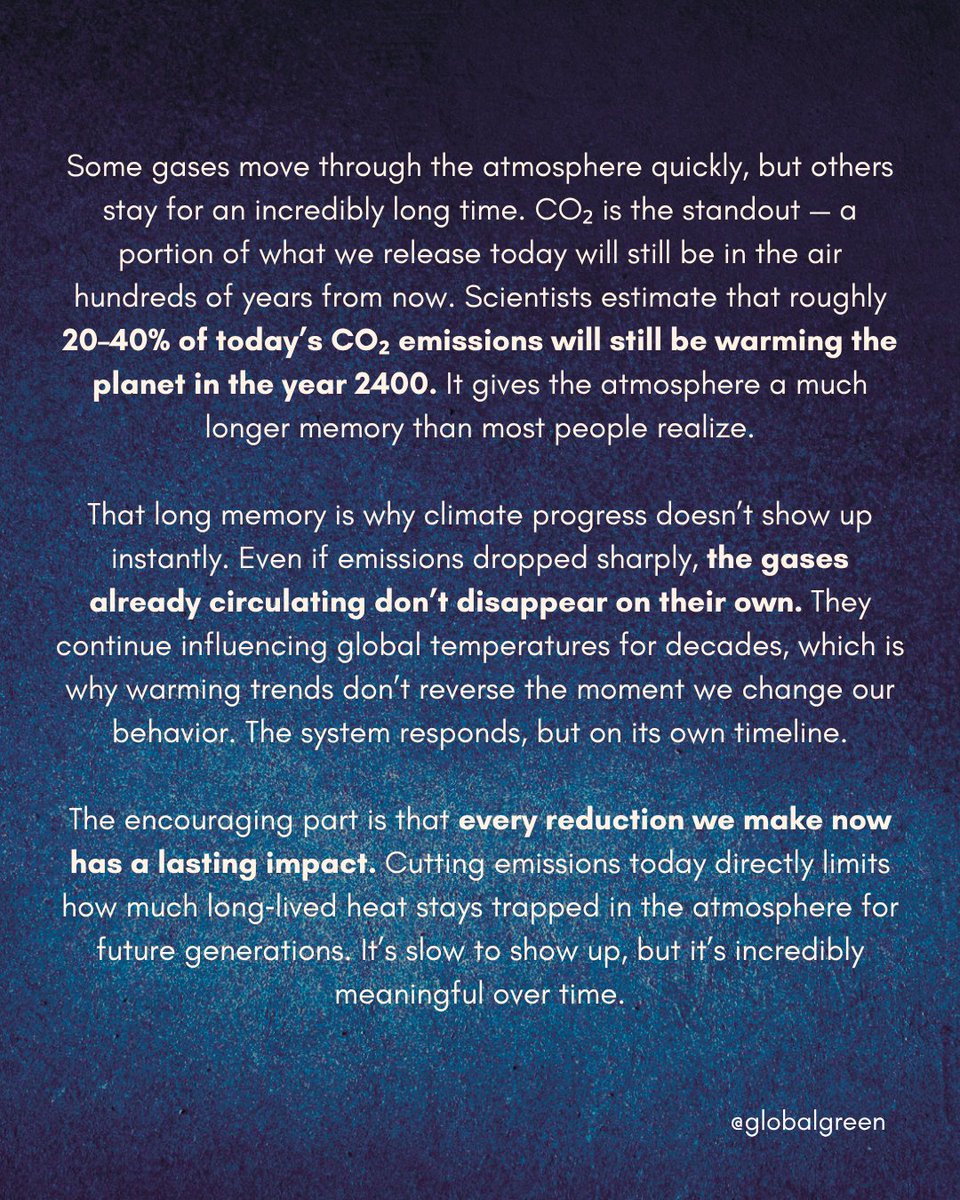 globalgreen's tweet photo. A portion of today’s carbon emissions will still be here hundreds of years from now, which means the choices we make now echo for generations long after our existence. 

#EcoTerms #ClimateCrisis https://t.co/ak1wBDuMnz