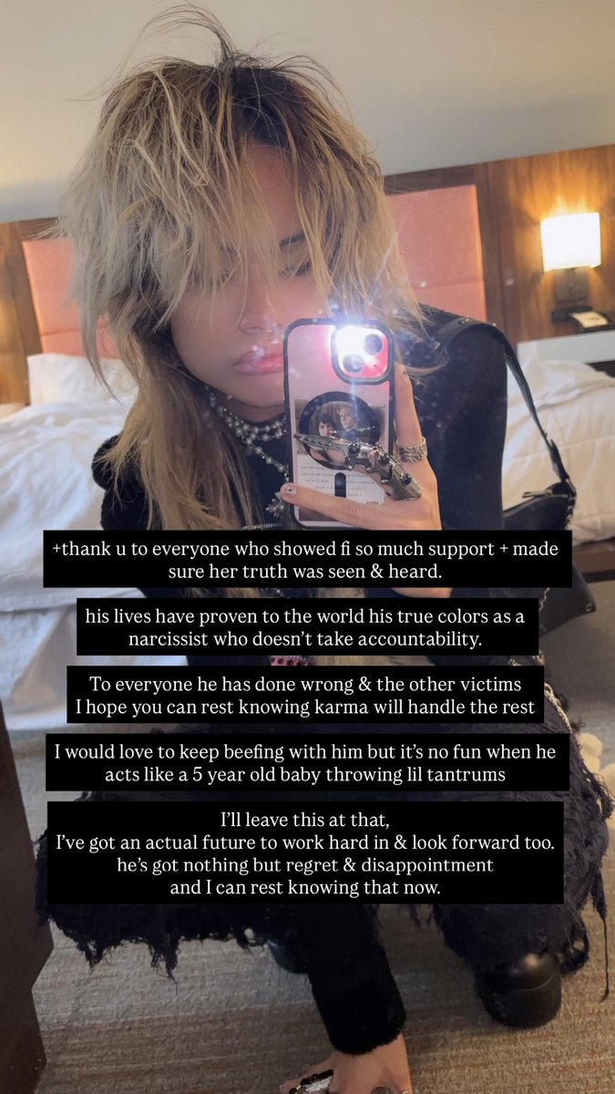 toshisheart's tweet photo. [050526] #TOSHI Instagram Story

+thank u to everyone who showed fi so much support + made sure her truth was seen &amp; heard

his lives have proven to the world his true colors as a narcissist who doesn't take accountability.

1/3 https://t.co/KpBW5aRt63