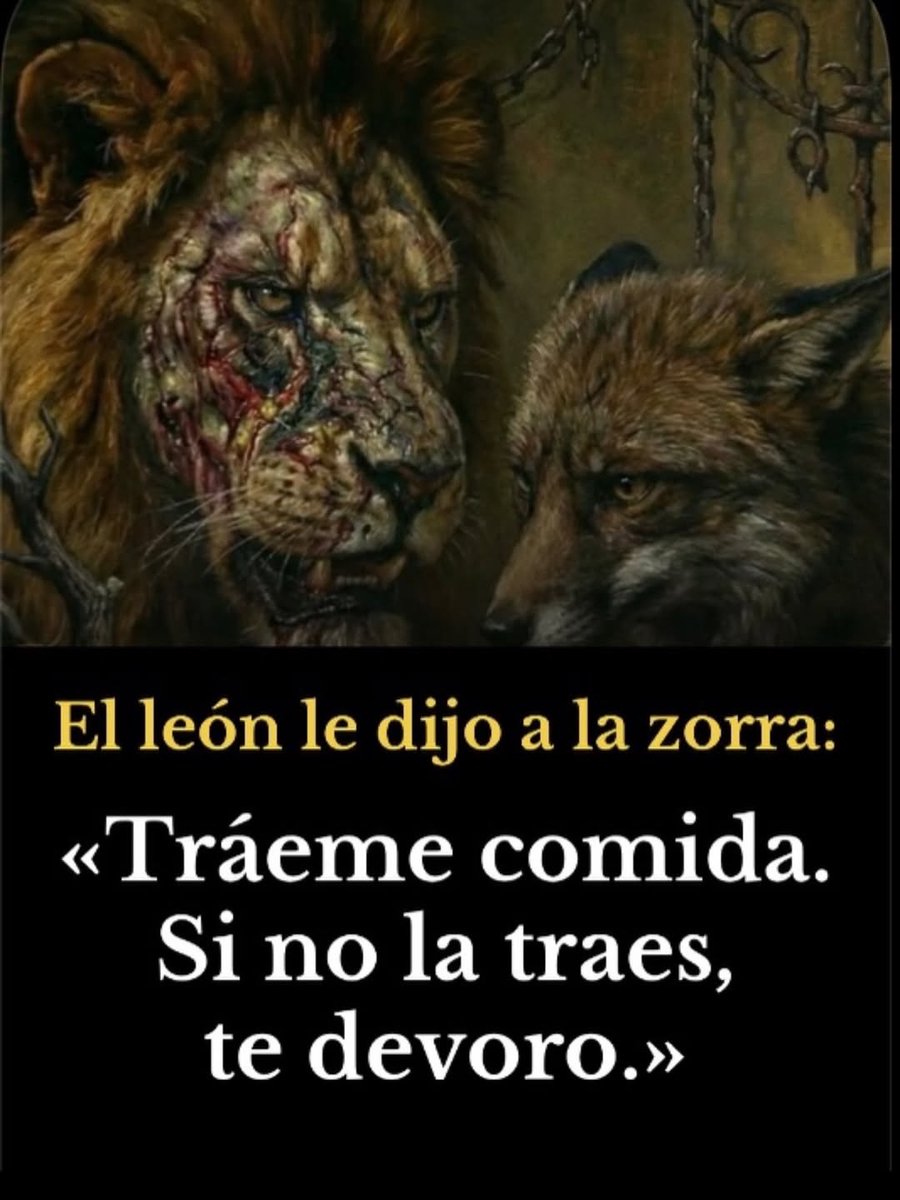 MartaCecilia36's tweet photo. El león le dijo a la zorra:

"Tráeme comida. si no la traes, te devoro."

- Hilo - https://t.co/xPXjAfuwZj