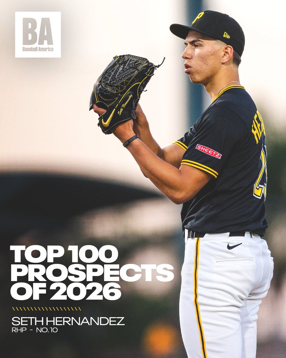 YoungBucsPIT's tweet photo. Seth Hernandez enters @BaseballAmerica's Top 100 Prospects List as No. 10 https://t.co/r6BbToej7A