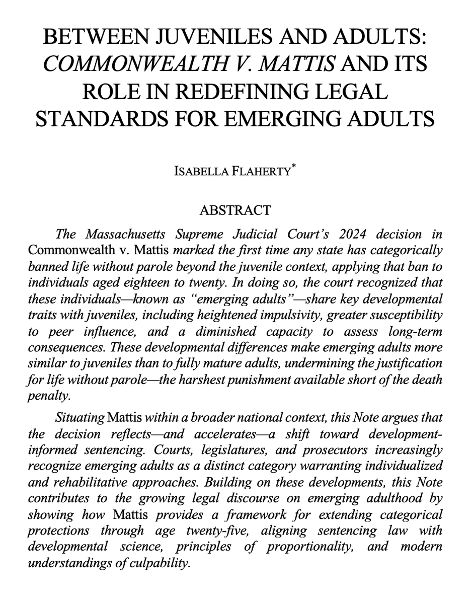 SCalLRev's tweet photo. Presenting "Between Juveniles and Adults: Commonwealth v. Mattis and its Role in Redefining Legal Standards for Emerging Adults" by our Executive Senior Editor Isabella Flaherty. Read the full article on our website: https://t.co/S6YsHeCPvZ https://t.co/0V7s4jOo4s
