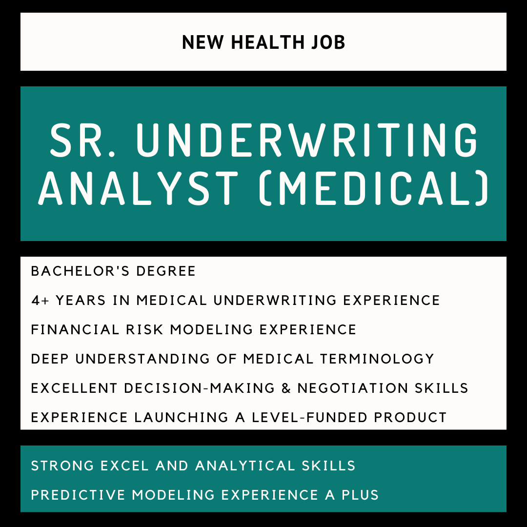 dwsimpson's tweet photo. Candidate will help drive pricing strategies &amp; underwriting practices for level-funded products. (#58312) #underwriting #medicalunderwriting

Comp: $77-88K
Location: Remote

Apply Here! https://t.co/crdzAAs85l https://t.co/WfGAWGoIZ2