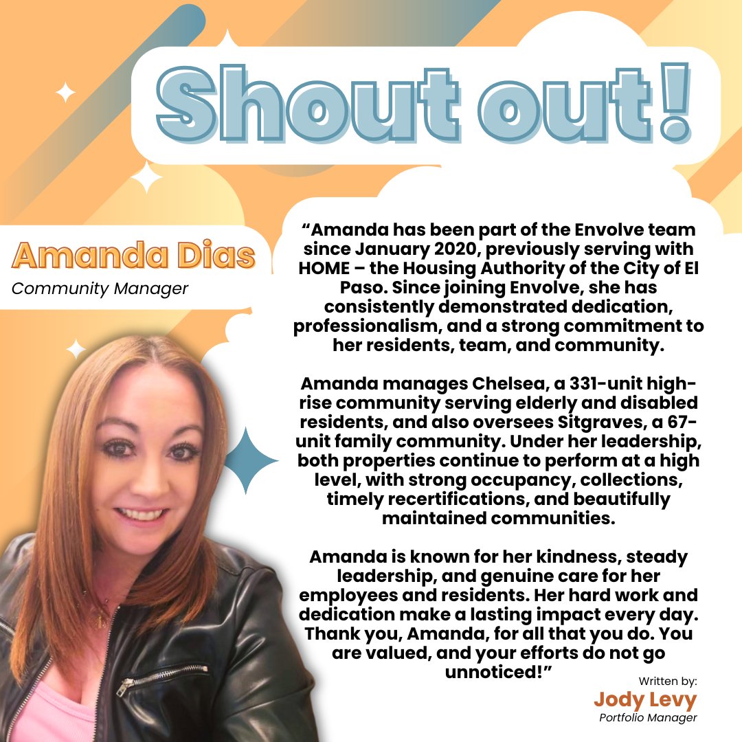 EnvolveLLC's tweet photo. Thanks for all your hard work, Amanda! You’re doing an awesome job, and we’re lucky to have you on the team! 😊 https://t.co/xLUJuDqAuW