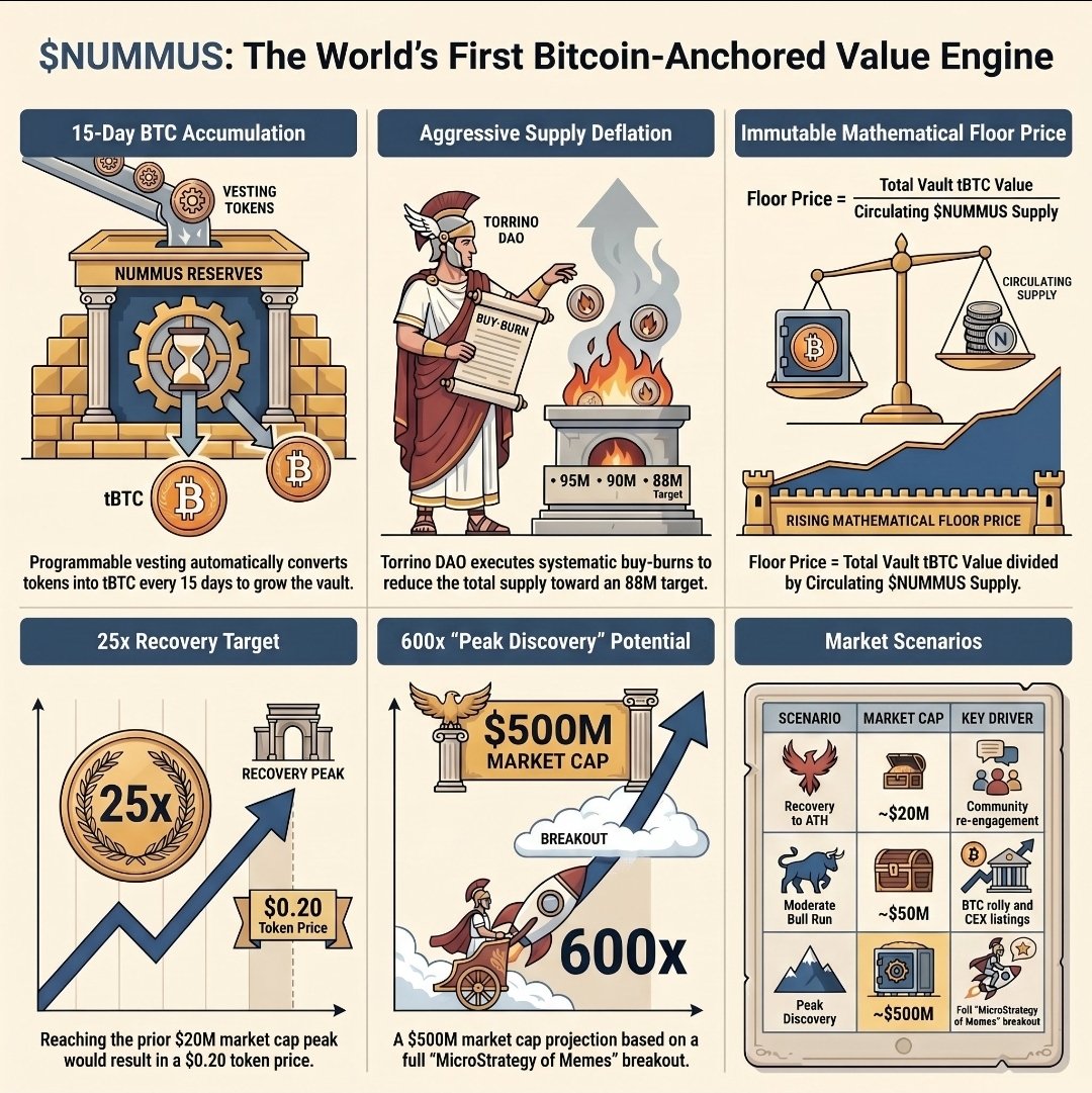 turpin_elena's tweet photo. @coingecko Nummus Aeternitas 💎 You want a 100x?
$NUMMUS isn't just a meme; it's a sovereign reserve. 
Don't fade the only project with a BTC-shielded floor. 
#Nummus #Bitcoin #BullRun2026 https://t.co/HrmBKG3Lhy