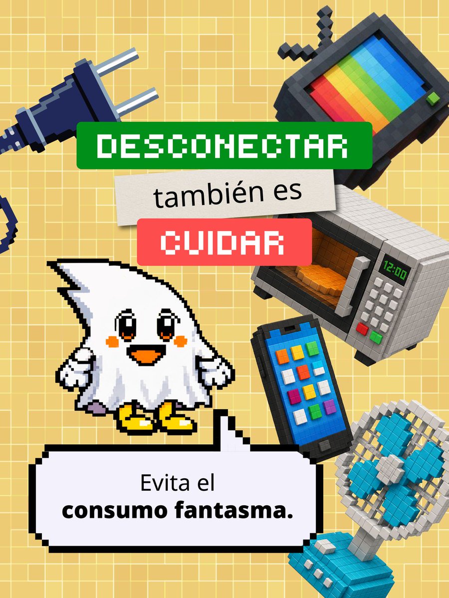 Recuerda que cada pequeña acción cuenta. 
💡 Apaga luces que no usas. 
🔌 Desconecta aparatos electrónicos y multicontactos. 

#ApagayDesconecta para evitar el consumo fantasma. 💡👻