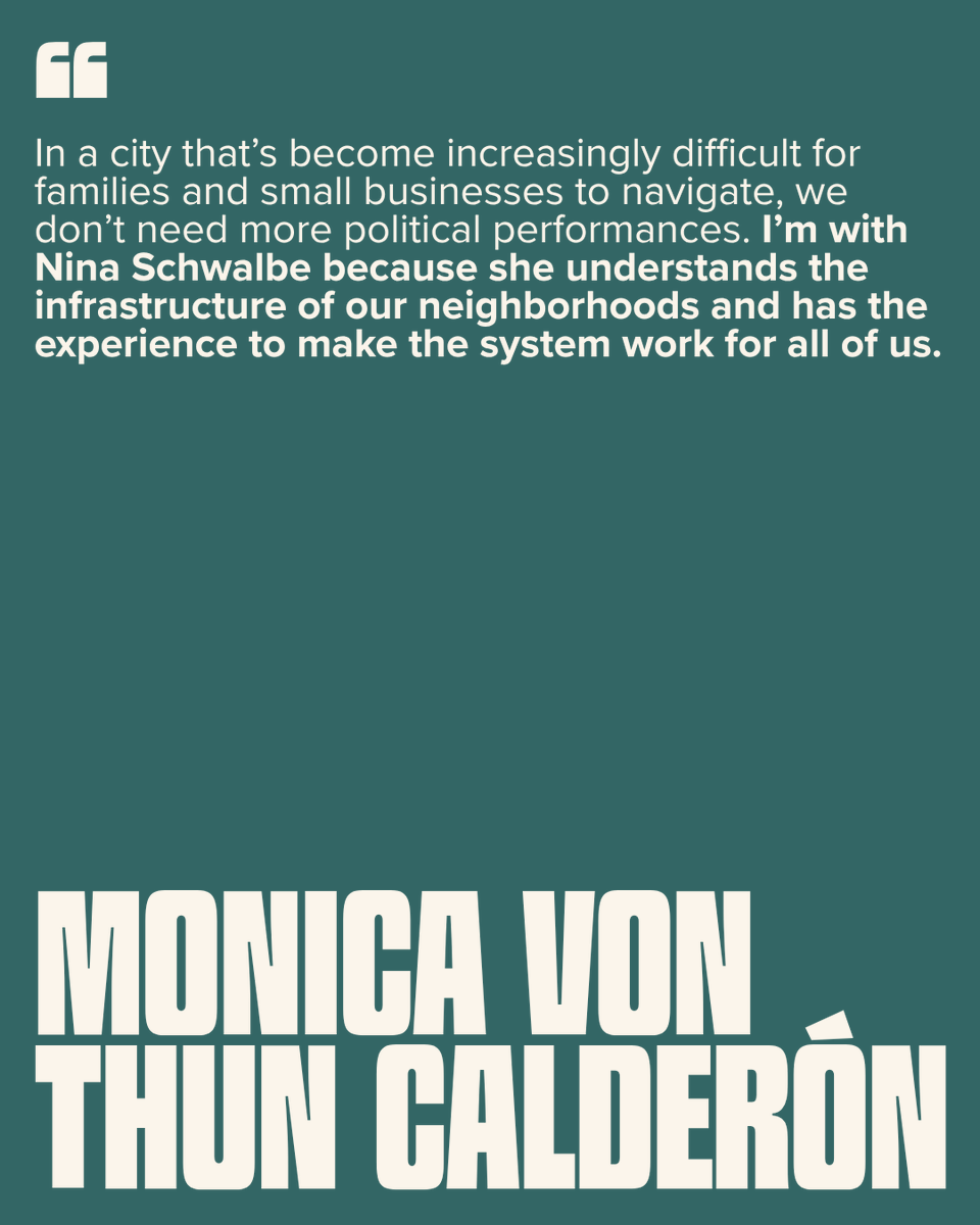 nschwalbe's tweet photo. I’m grateful to be endorsed by Monica Von Thun Calderón.

Monica has built @grandaisybakery into one of New York City’s most beloved small businesses. She knows firsthand how hard this city has gotten for the people who actually make it run, and she’s right: we don’t need more political performances, we need leaders who can make the system work for everyone.