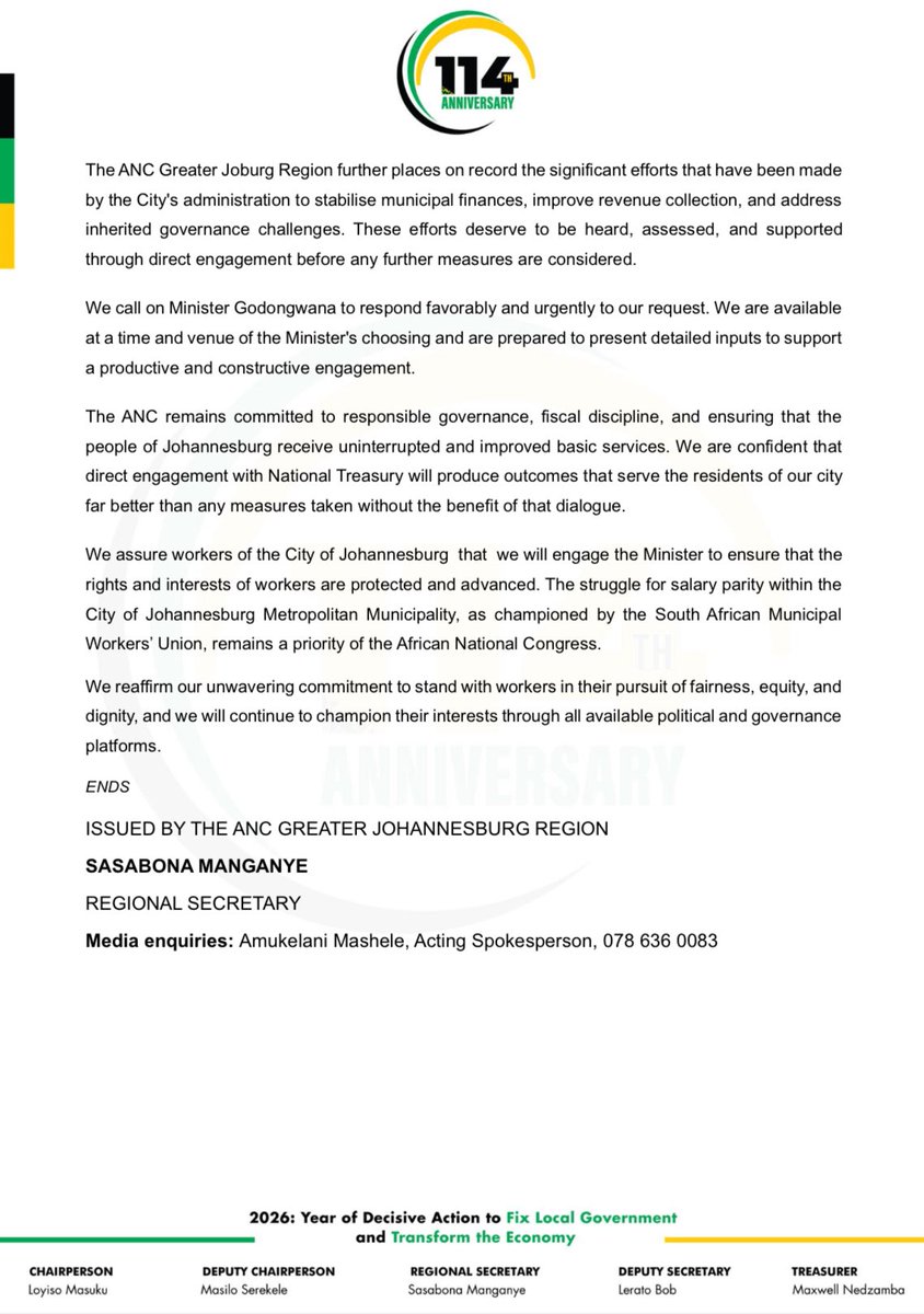 ANC Greater Joburg Region tweet media