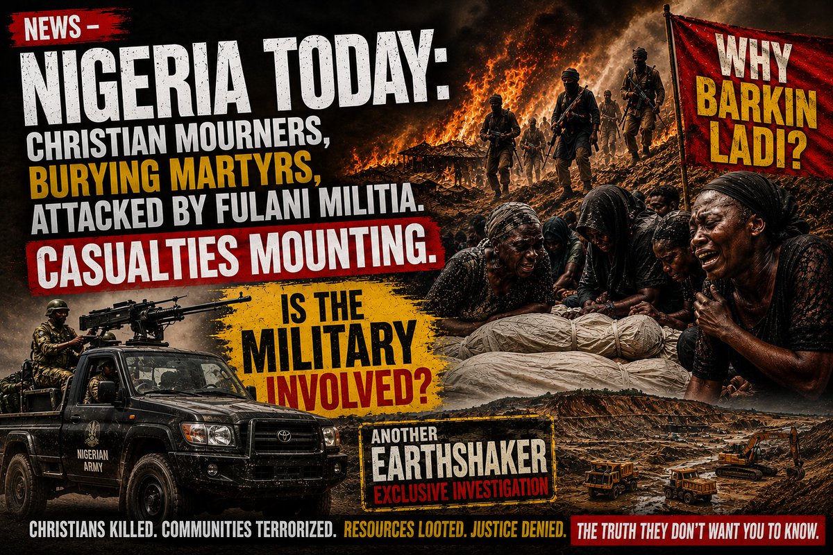 NIGERIA TODAY: CHRISTIAN MOURNERS, BURYING MARTYRS, ATTACKED BY FULANI MILITIA. CASUALTIES MOUNTING.
🔥🔥Eyewitness Says Military Joined The Attackers🔥🔥

Why Barkin Ladi? An EarthShaker Exclusive Investigation.

In this story:
🔹 Gunmen storm a burial. Mourners dump bodies in a