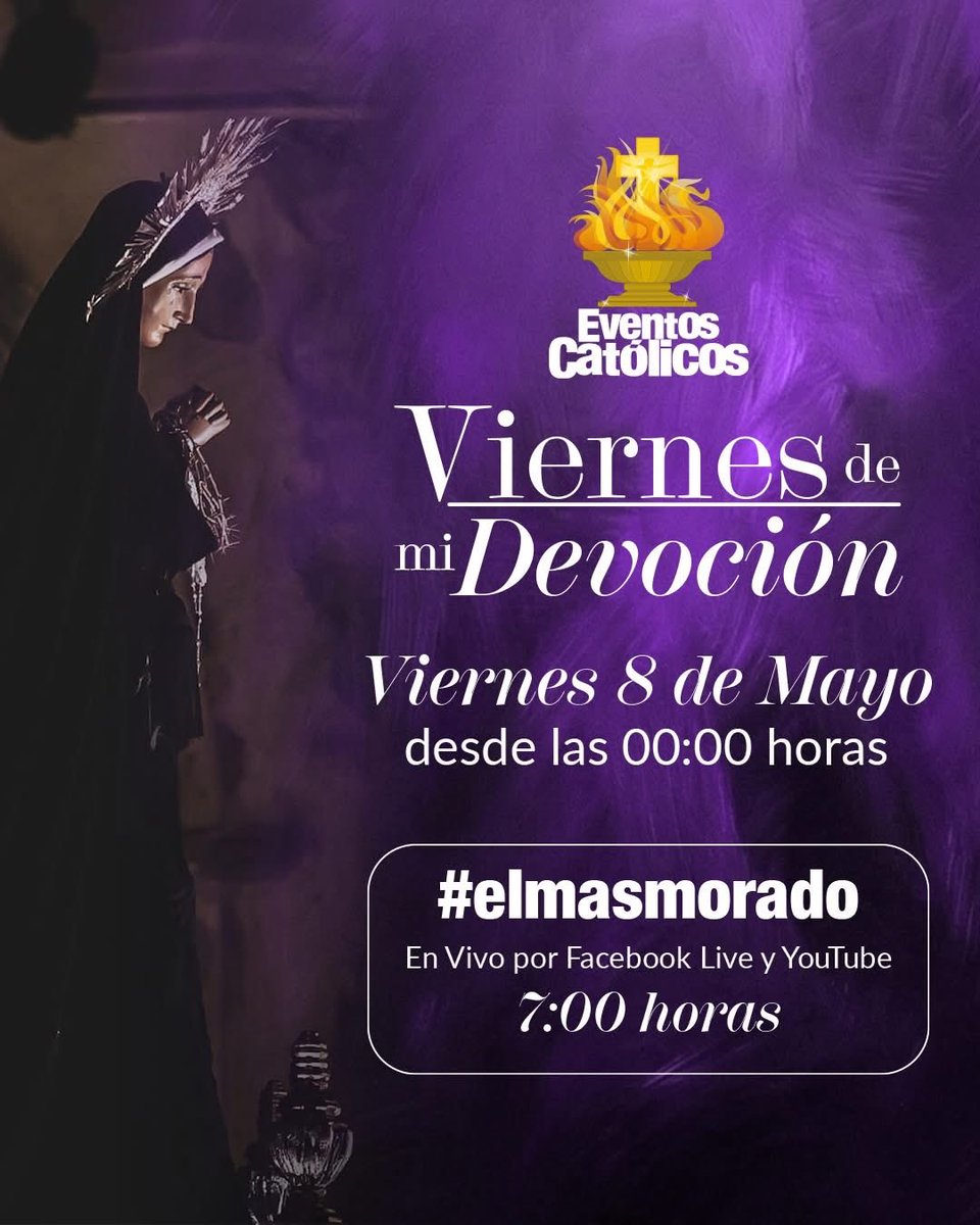 EventsCatolicos's tweet photo. ¡Vuelven los #ViernesDeMiDevocion ! por #Radio940 en todas sus plataformas con programación especial y #elmasmorado En Vivo desde la cabina por Facebook Live y YouTube https://t.co/ZtZEekB98o