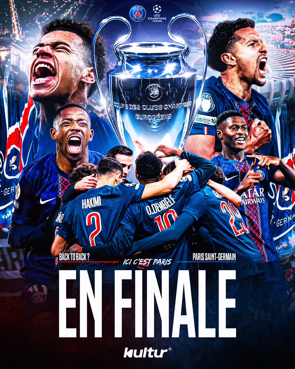 🚨🤩 LE PSG S’ENVOLE EN FINALE DE CHAMPIONS LEAGUE

Les Parisiens s’imposent face au Bayern Munich et valident leur billet pour UNE DEUXIÈME FINALE CONSÉCUTIVE !!

RENDEZ-VOUS LE 30 MAI FACE À ARSENAL POUR ÉCRIRE L’HISTOIRE ❤️💙