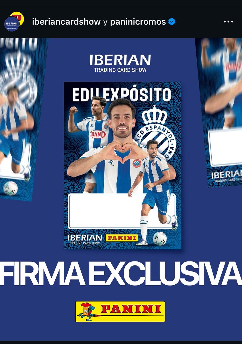 EspanyolFantasy's tweet photo. Alguien que vaya al #Iberiancardshow este domingo en barcelona me podría pillar una de estas!?? Lo agradecería muchísimo 🫶🏼 #panini #cards #rcde https://t.co/A4CZwp90MD