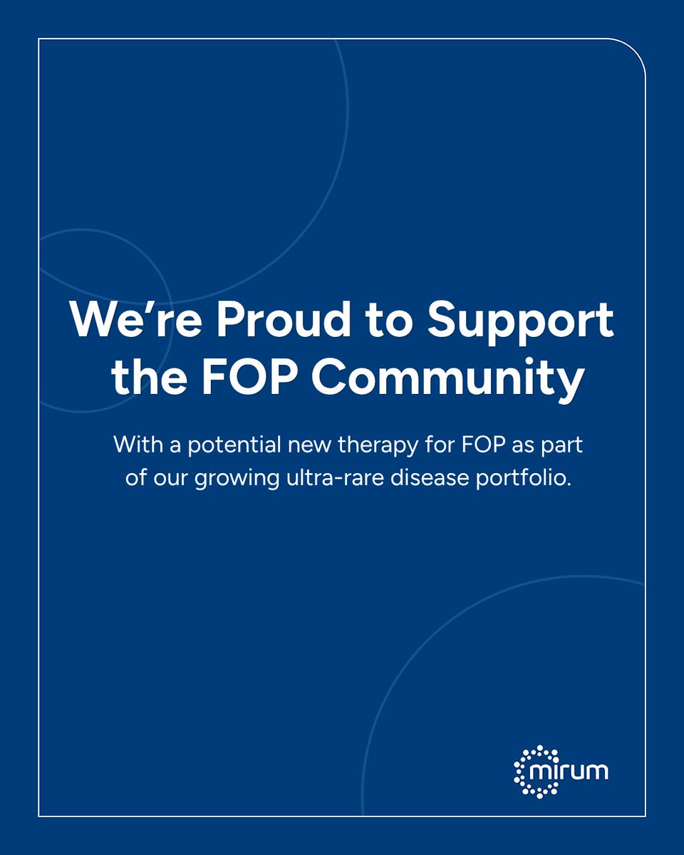 mirumpharma's tweet photo. We’re expanding our commitment to the rare disease community.

Mirum has in-licensed exclusive worldwide rights to zilurgisertib, an investigational oral therapy in development for fibrodysplasia ossificans progressiva (FOP)—an ultra-rare genetic disease, from @Incyte. 

The FDA has accepted the NDA for zilurgisertib and granted Priority Review, with a PDUFA date of September 26, 2026.

This moment reflects years of progress driven by the FOP community, and we’re honored to add our voice to that foundation.

For patients living with FOP and their families, new treatment options cannot come soon enough. We’re committed to working with urgency to bring this potential therapy forward.

#FOP #RareDisease