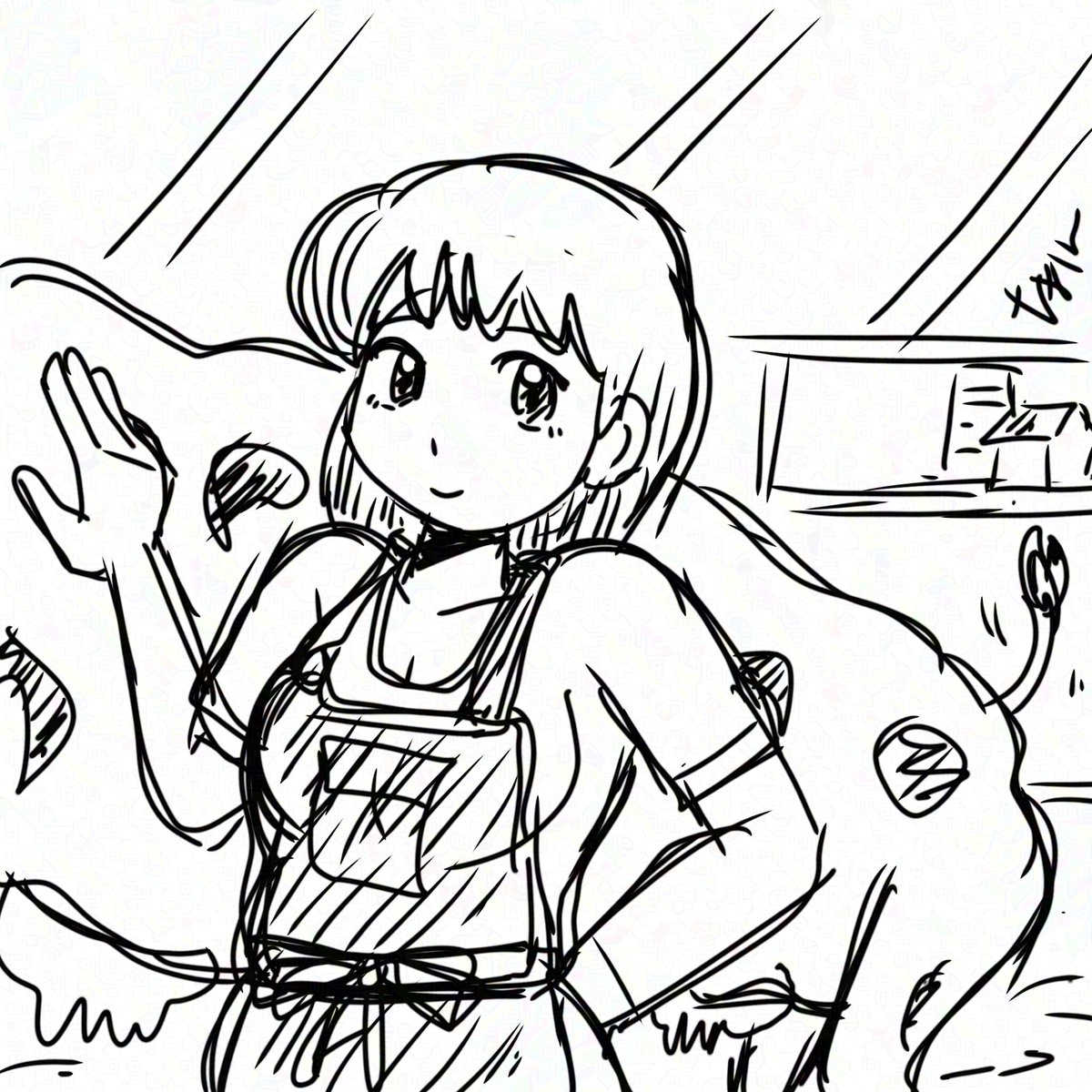 朝落書き😊長めの牛🐄 