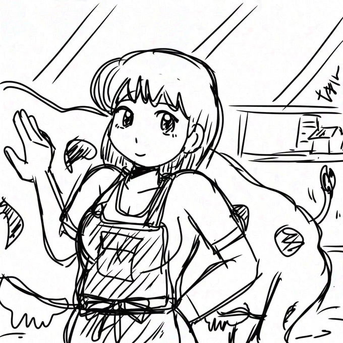 朝落書き😊長めの牛🐄 