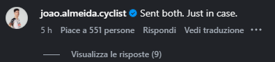 Tom Pidcock jersey 🔥 / Almeida response 😂

From <a href="/tompidcock/">Tom Pidcock</a> IG