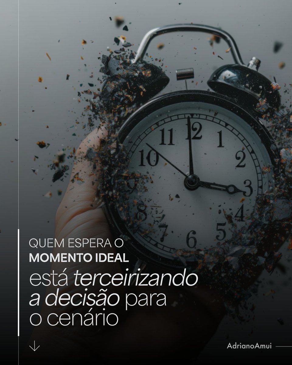 aamui's tweet photo. O momento ideal não está no futuro. Ele nasce da decisão. As condições não melhoram para você agir. Elas melhoram porque você agiu. Esperar o momento certo quase sempre é desconforto com a incerteza disfarçado de prudência. O que você ainda espera mudar para se mover? https://t.co/3TvyHxAkht
