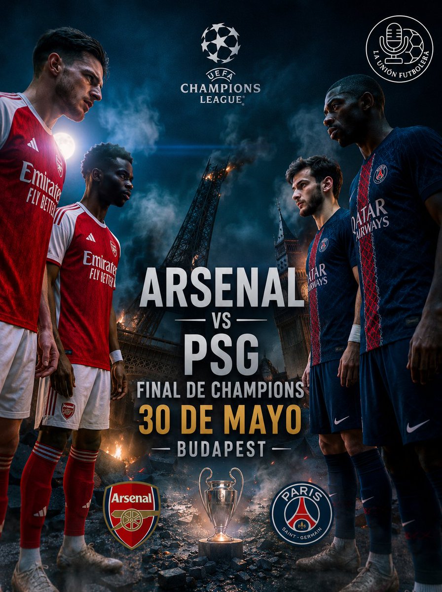 LA FINAL DE LA CHAMPIONS LEAGUE🏆🍿

🏴󠁧󠁢󠁥󠁮󠁧󠁿ARSENAL - PARÍS SAINT-GERMAIN 🇫🇷

Los Gunners van por su primera Orejona y los parisinos por el BICAMPEONATO.‼️