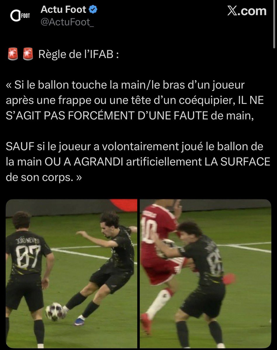SuperCazarre's tweet image. Y a pas penalty et y’a main de Laimer logiquement sifflée avant celle de Mendes

Merci et rdv en finale