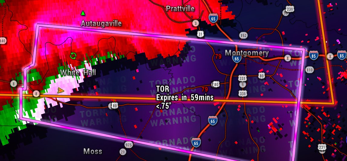 Mark3453_Gaming's tweet photo. Montgomery, AL you need to be getting in shelter now! Rotation is tightening up and heading toward the southern part of the city! #alwx #Montgomery #TornadoWarning https://t.co/M4NayRAY9n