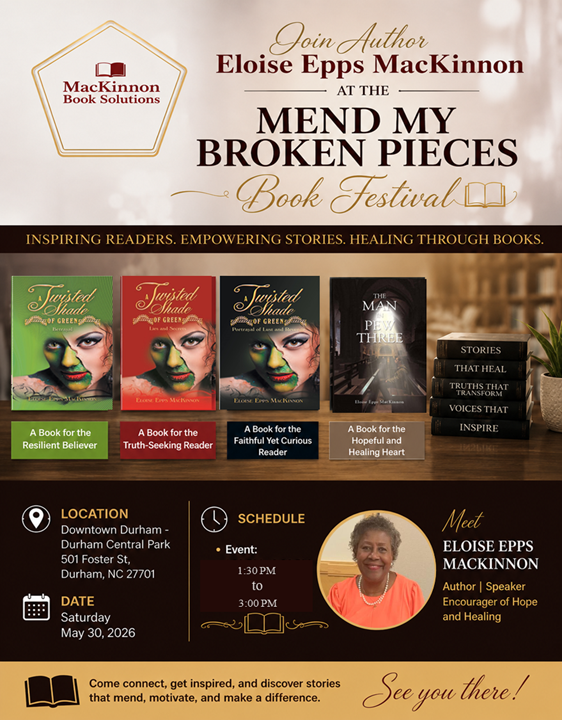 Escape_63's tweet photo. YOU ARE INVITED: Join Christian Romance Author Eloise Epps MacKinnon at the Mend My Broken Pieces Book Festival hosted by Shantel Haskins in Downtown Durham. (Full post: ttps://www.ataleofromance.com/2026/05/you-are-invited-join-christian-romance.html)
#MendMyBrokenPieces https://t.co/qo9zhUA2uZ