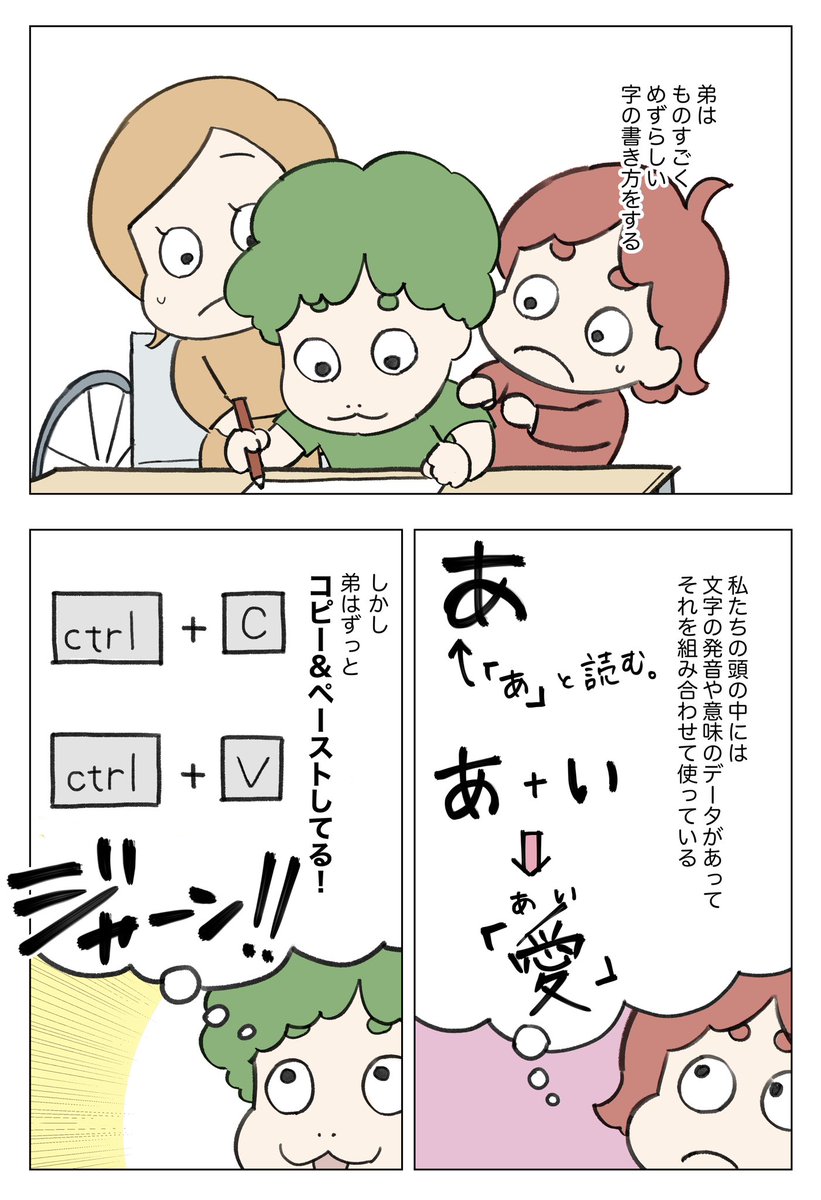 弟のものすごく珍しい字の書き方① 