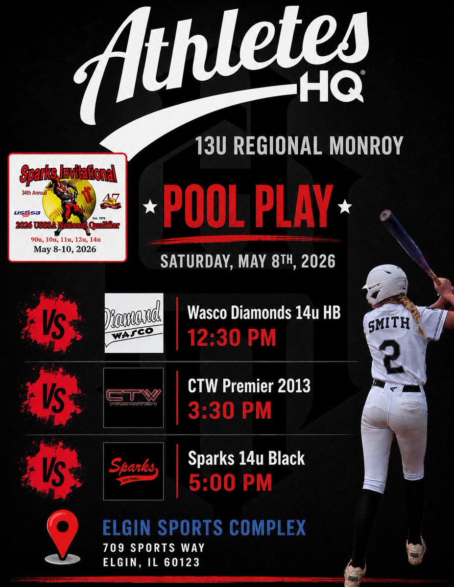 AthletesHQ2030's tweet photo. 🗓️⚫ 🔴 Mother’s Day Weekend Schedule Drop 

We’re excited to compete in our hometown at the Sparks Invitational alongside 30 talented teams from across the area. We're looking forward to playing with our friends and family by our side as we celebrate our amazing AHQ Moms. 🩷❤️ https://t.co/uRixkPR3G7