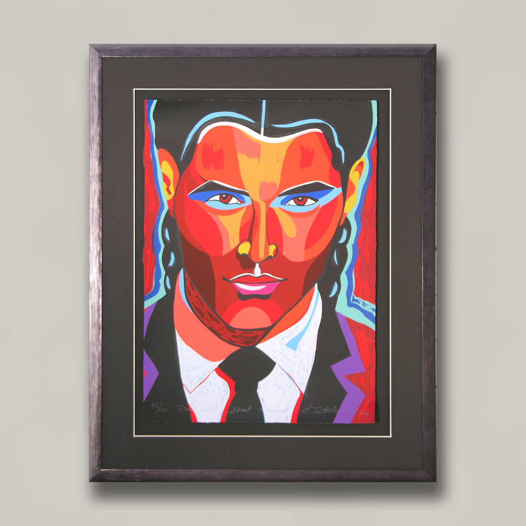 FramingNook's tweet photo. An Alumni donation to Red Deer Polytech, Cree Wall Street Warrior, part of their amazing diverse art collection that we have framed for them. #CustomPictureFraming #RedDeer #RedDeerCustomFraming https://t.co/b59ZXijBL3