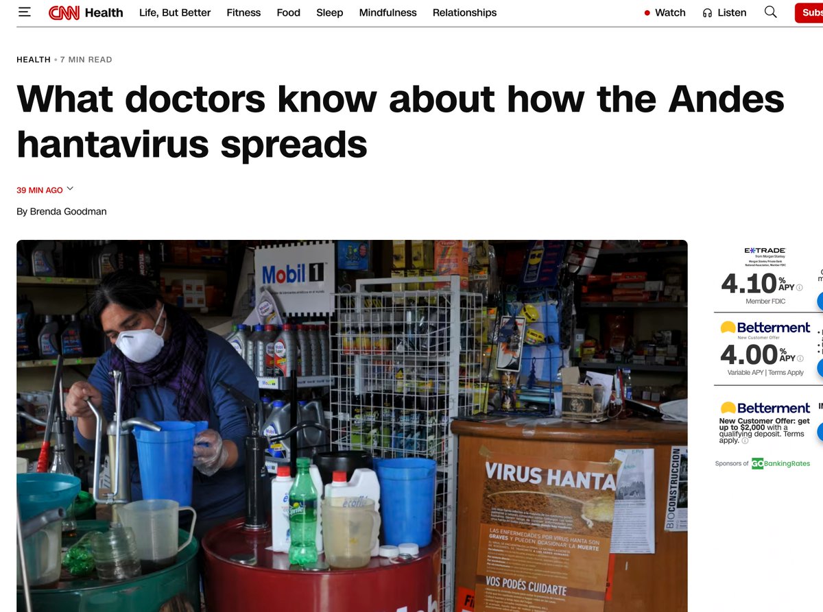 Jordan_Sather_'s tweet photo. Seems to be another virus the media is fear-porning us about, "Hantavirus"

And what do you know, just like with coronavirus I found 20 year old studies showing that Chlorine Dioxide destroys Hantavirus, too. (this is why no matter what virus we're told to be scared about, I have no worry because I'm stocked up with CL02 kits)

If you want to stock up, OnenessDrops has a buy one, get one free sale on their Chlorine Dioxide kits until May 8th. (all products on their site are BOGO free)

Promo code BOGOJORDAN.

Good for cleaning, water purification, or to have in your prep/medical kit "just in case"

👉 https://t.co/ruvSIHGeVS
