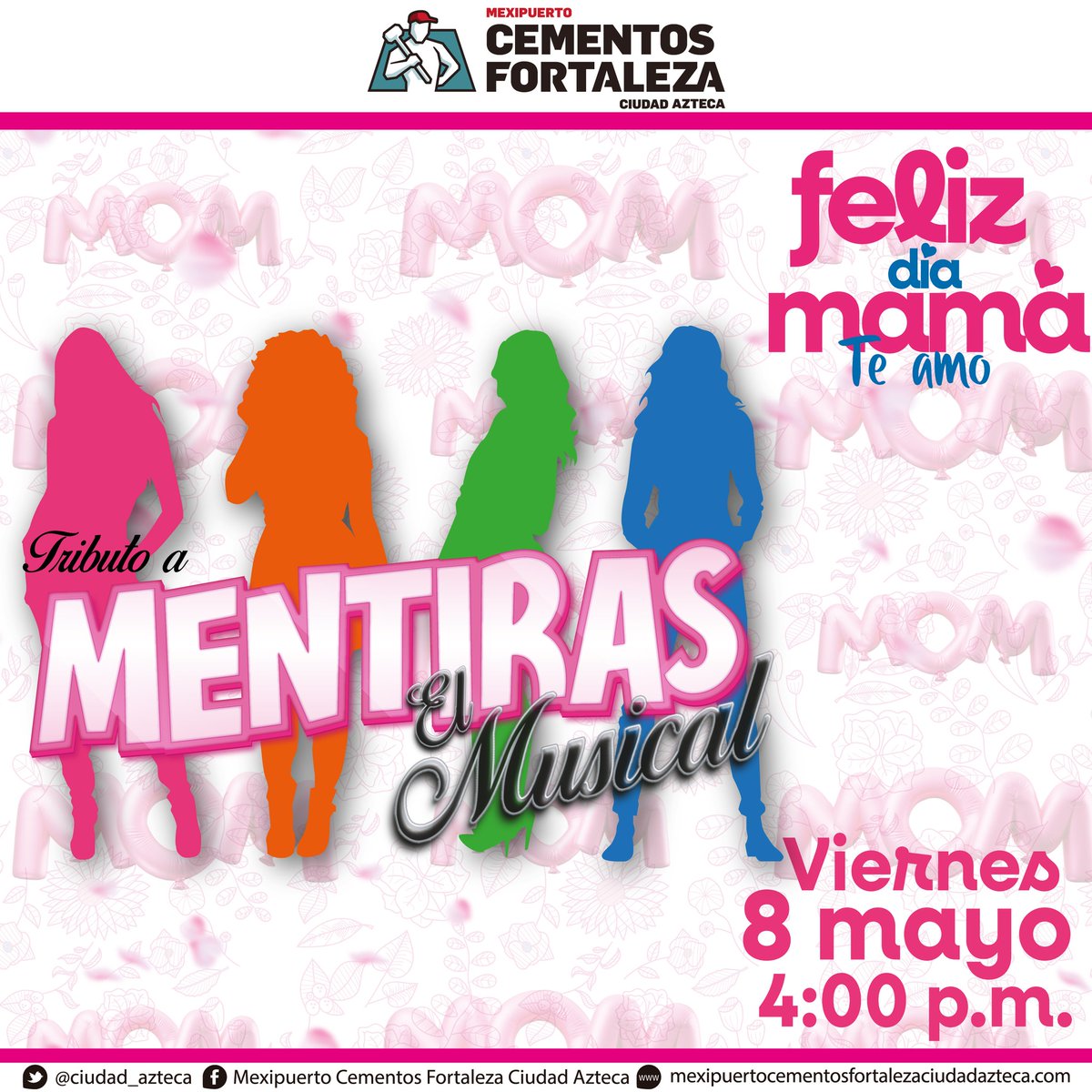 Ciudad_Azteca's tweet photo. Este Día de las Madres, celebra con música, alegría y mucho corazón 

Disfruta de un increíble Tributo a Mentiras: El Musical este viernes 8 de mayo a las 4:00 p.m. en Mexipuerto Ciudad Azteca.

Un homenaje especial para consentir a mamá con una tarde llena de recuerdos https://t.co/pFQpXeIISI