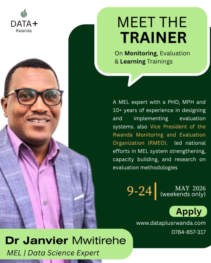 dataplusco's tweet photo. Meet @JMwitirehe , our lead trainer for the upcoming #MEL training starting this Saturday! With 10+ years of experience in evaluation systems and capacity building, he’ll guide you over 3 weekends. 
Don’t miss out 👉 https://t.co/nWY5UWY58q https://t.co/CC1QU9S738