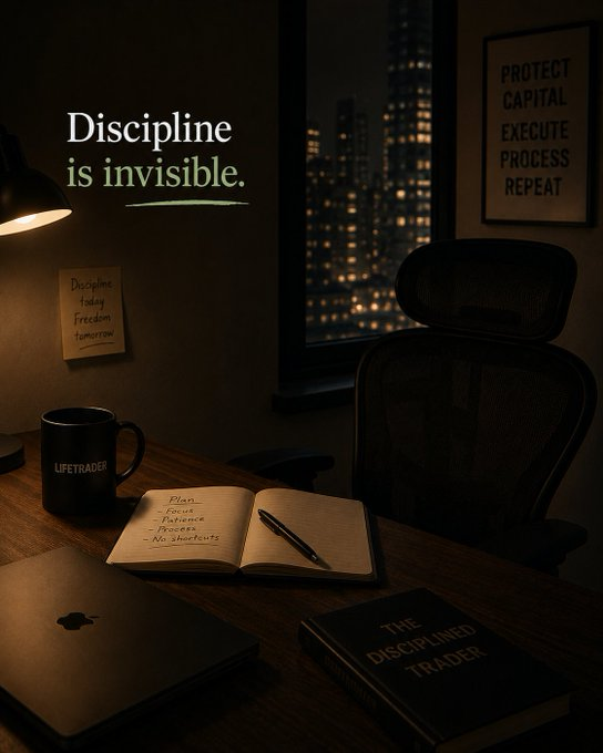 LifeofTrader247's tweet photo. Day 14/30  

 Nobody sees the trades you don’t take 
The moments you stop yourself 
The nights you close the charts early 

 There’s no screenshot for discipline

  No applause for self-control

 Most of it happens quietly 

 Discipline is invisible. https://t.co/rmQLyv8yQV
