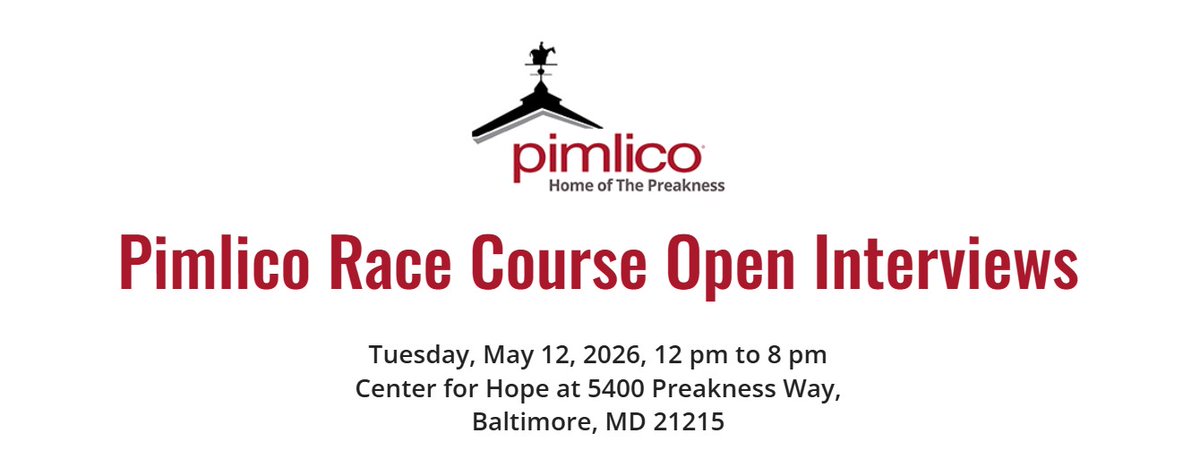 MDStadiumAuth's tweet photo. The Maryland Stadium Authority invites you to an open house for short interviews about Pimlico Race Course & the Preakness Stakes on May 12th. Bring your memorabilia and share your stories! Learn more and RSVP here: https://t.co/Qik9YbuqK6
#PimlicoRaceCourse #PreaknessStakes https://t.co/KQOoIhSSdH