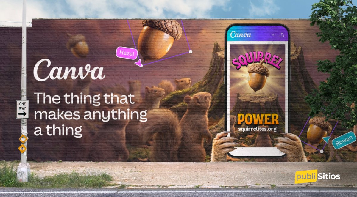 Una ardilla… como campaña. 🐿️

Canva convierte algo totalmente random en una pieza de OOH.
La idea: si esto funciona, cualquier cosa puede ser contenido.
#Canva #OOH #Creatividad #Marketing #Branding
