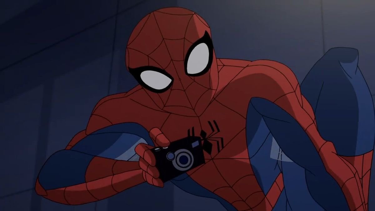 SpectularSpidey's tweet photo. Spider-Man smiled underneath the mask.

“Well how about we take a picture together then if you want of course?”

He held his camera. https://t.co/gQP8WJmghR