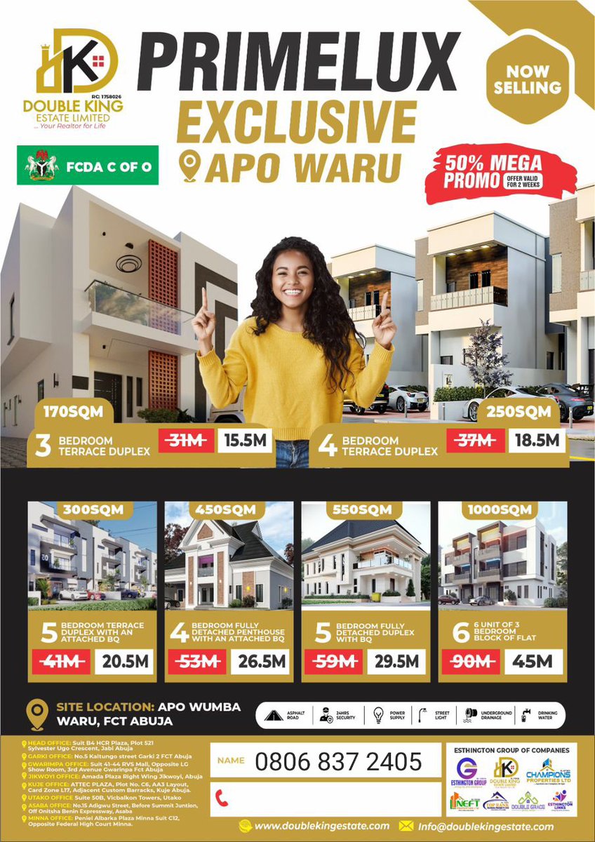 Hnryzk's tweet photo. @instablog9ja I strongly encourage stakeholders, policymakers, and forward-thinking investors to look towards Primelux Exclusive, Apo — a prime development with massive potential for residential and commercial returns. Strategically located, well-planned, and positioned for rapid appreciation https://t.co/ohuAHxFUxz