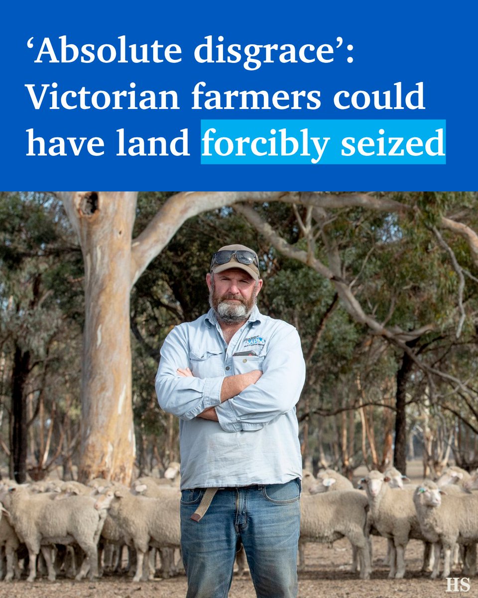 theheraldsun's tweet photo. Farmers are fighting back against a push that could force them to hand over their land for a project that will form part of the Allan government’s renewable energy transition. > https://t.co/fXzSkv8zNm https://t.co/OEZMmUnblh
