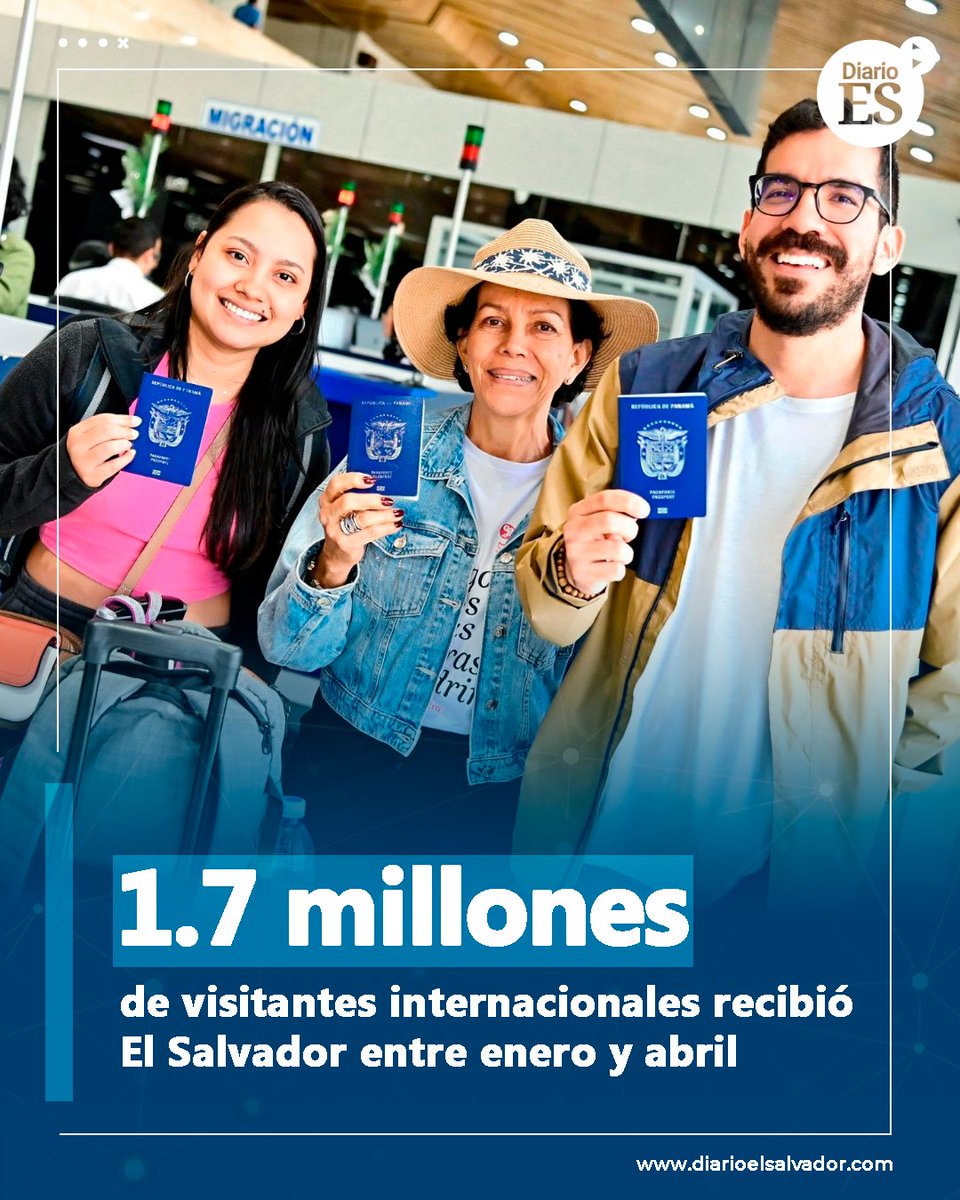 #ElDato 1.7 millones de visitantes internacionales recibió El Salvador entre enero y abril

Te contamos ➡️ tinyurl.com/8xb9nhc7