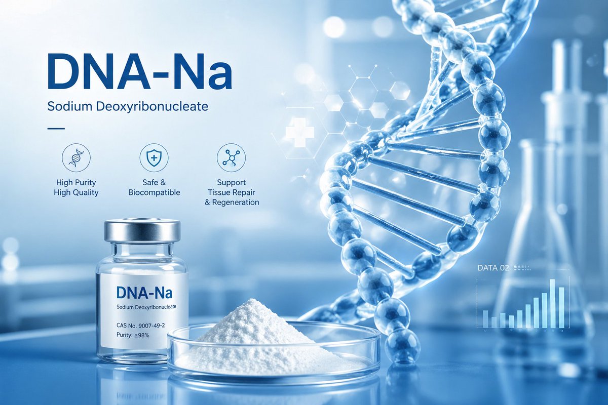 ScrianenAPI's tweet photo. DNA-Na (Sodium Deoxyribonucleate) is a biologically derived active ingredient obtained from purified DNA fragments.used in pharmaceutical and cosmetic applications due to its ability to stimulate tissue repair, promote cell proliferation, and support anti-inflammatory responses. https://t.co/lHTO2d0z8n