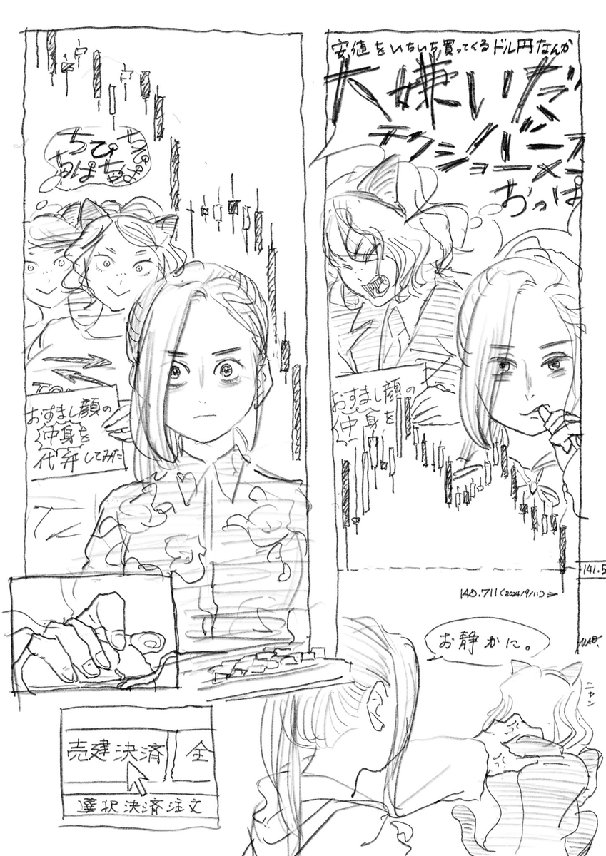 翻訳が進んできたら…、
東京時間に伸びる絵柄と、NY時間に伸びる絵柄というか画題というか、やっぱあるねえ。

為替かよ。 