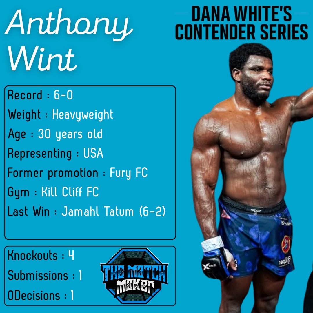🚨DWCS NEWS🚨 🇺🇸Anthony Wint (6-0) will be in action on #DWCS later this ...