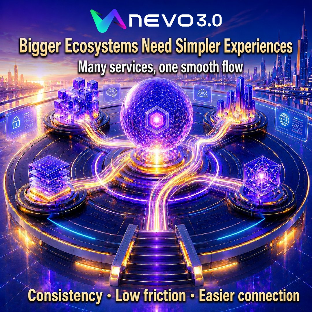 NevoEvolution's tweet photo. ✨ A bigger ecosystem shouldn’t feel more complicated.
Great ecosystems may have many services, but the experience should feel smoother, not heavier.
NEVO values connected flows — not just more modules. 🔗

#NEVO #Ecosystem #UserExperience #Infrastructure https://t.co/Z8SftzfgOt