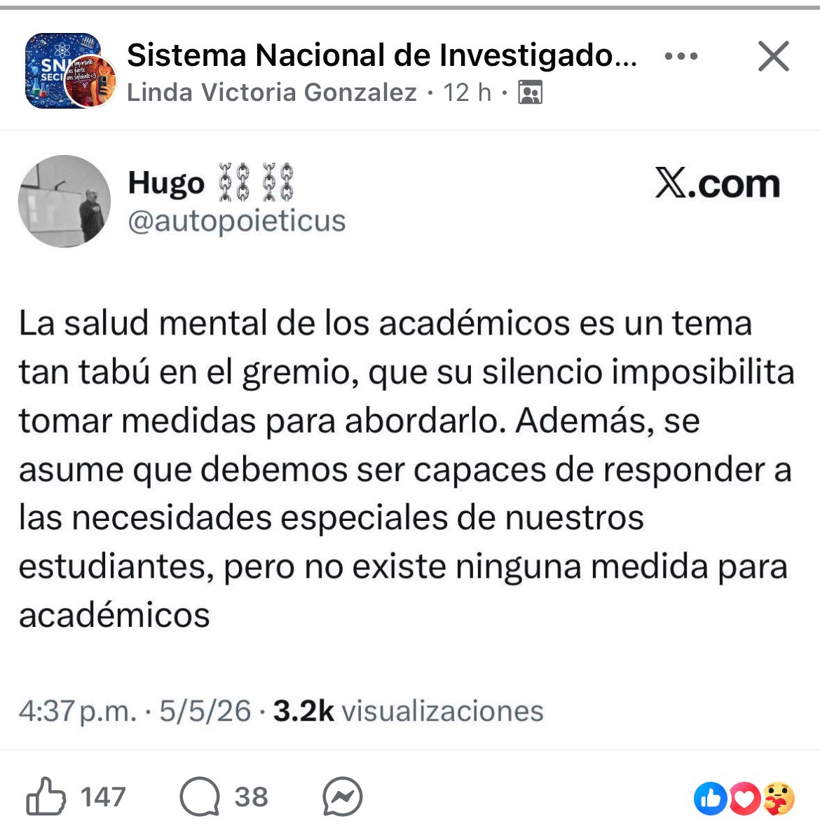 SniInvestigador's tweet photo. A poco tenemos salud mental? No recuerdo eso… #snii2026 #MexicanScience #nevergiveup https://t.co/dMIPILSZnC