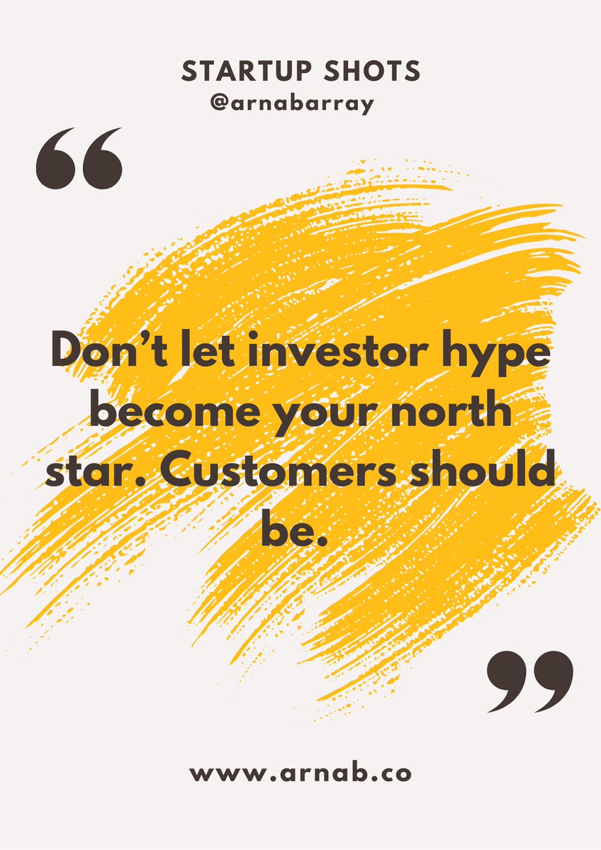 Don’t let investor hype become your north star. Customers should be. #StartupFunding #Entrepreneurship #CustomerFocus

Follow my blog at : arnab.co