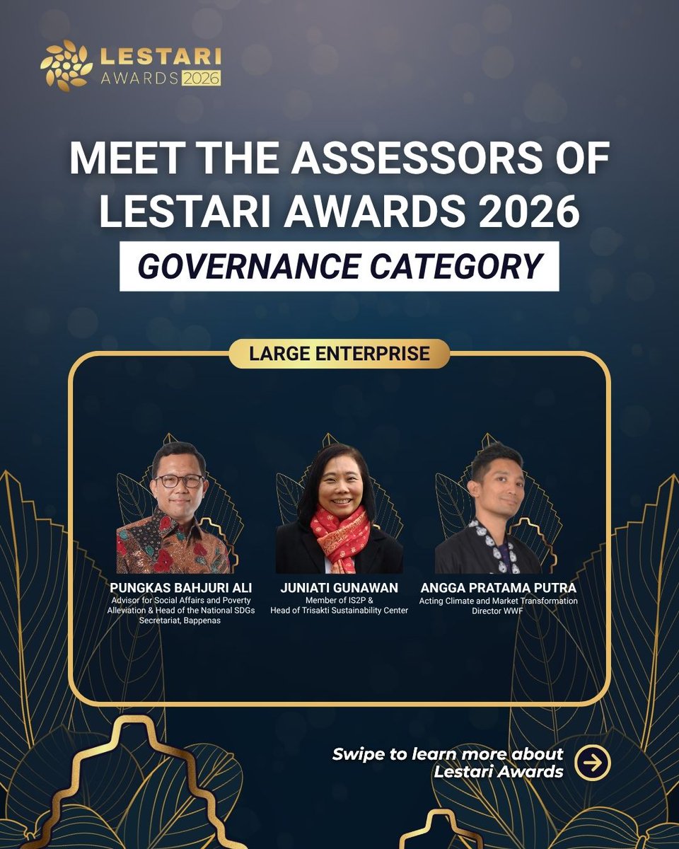 kgmediaID's tweet photo. Meet the assessors for the Governance Category (Large Enterprise) at Lestari Awards 2026. 

If your initiative creates real, measurable impact, this is your opportunity.

🗓️ Submission deadline: May 9, 2026
🔗 Submit at https://t.co/yXaJvxIIO2

#LestariAwards2026 #KGMedia https://t.co/VIYpTQgIDS