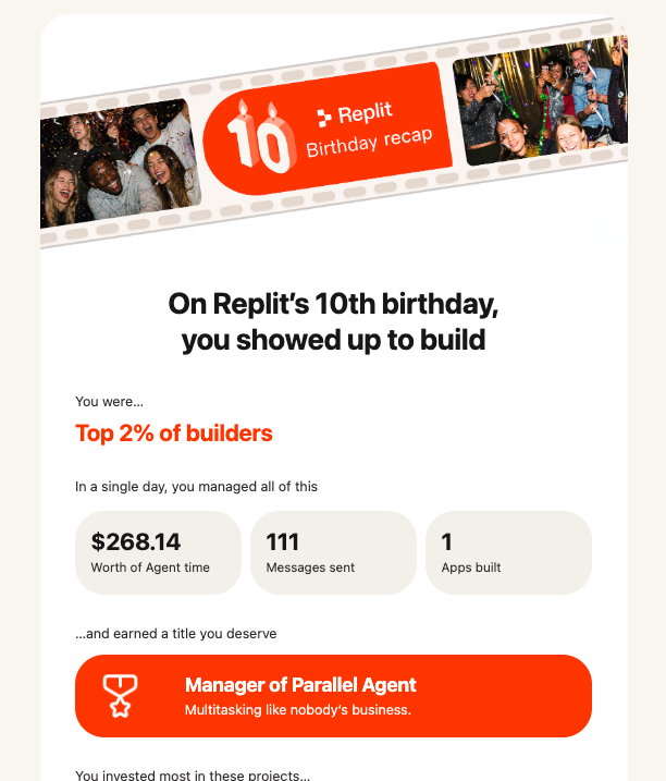 tantoverse's tweet photo. happy birthday @Replit ty for the agent support 😘 https://t.co/eaVEV5DgQW