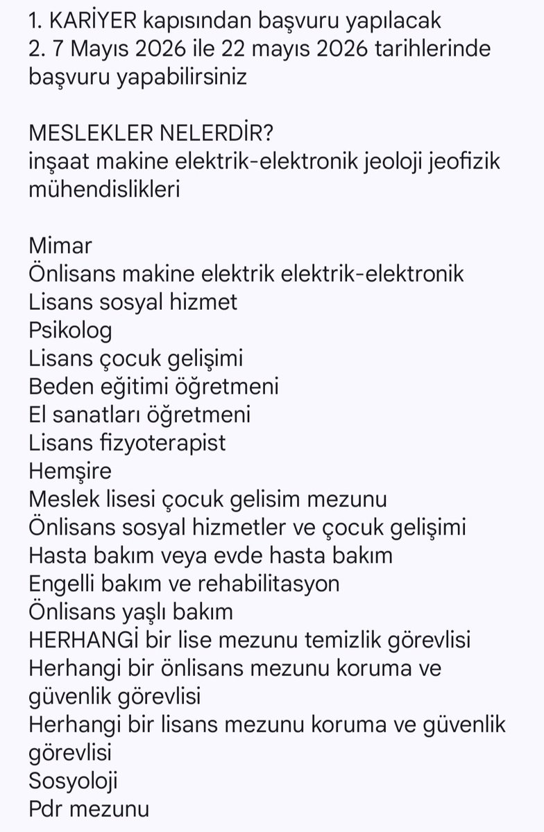 UryenKem's tweet photo. Son dakikada aile bakanlığı atama yapacak meslekler #kpss https://t.co/2FtL8fmVeM